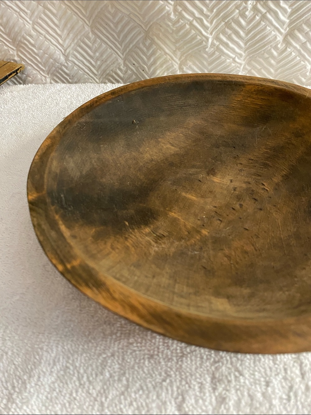 Munising burl wood antique primitive farmhouse wood wooded dough chop bowl - Picture 6 of 12